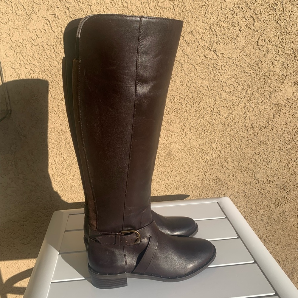 NWT INC International Concepts dark brown leather tall boots size 6.5M